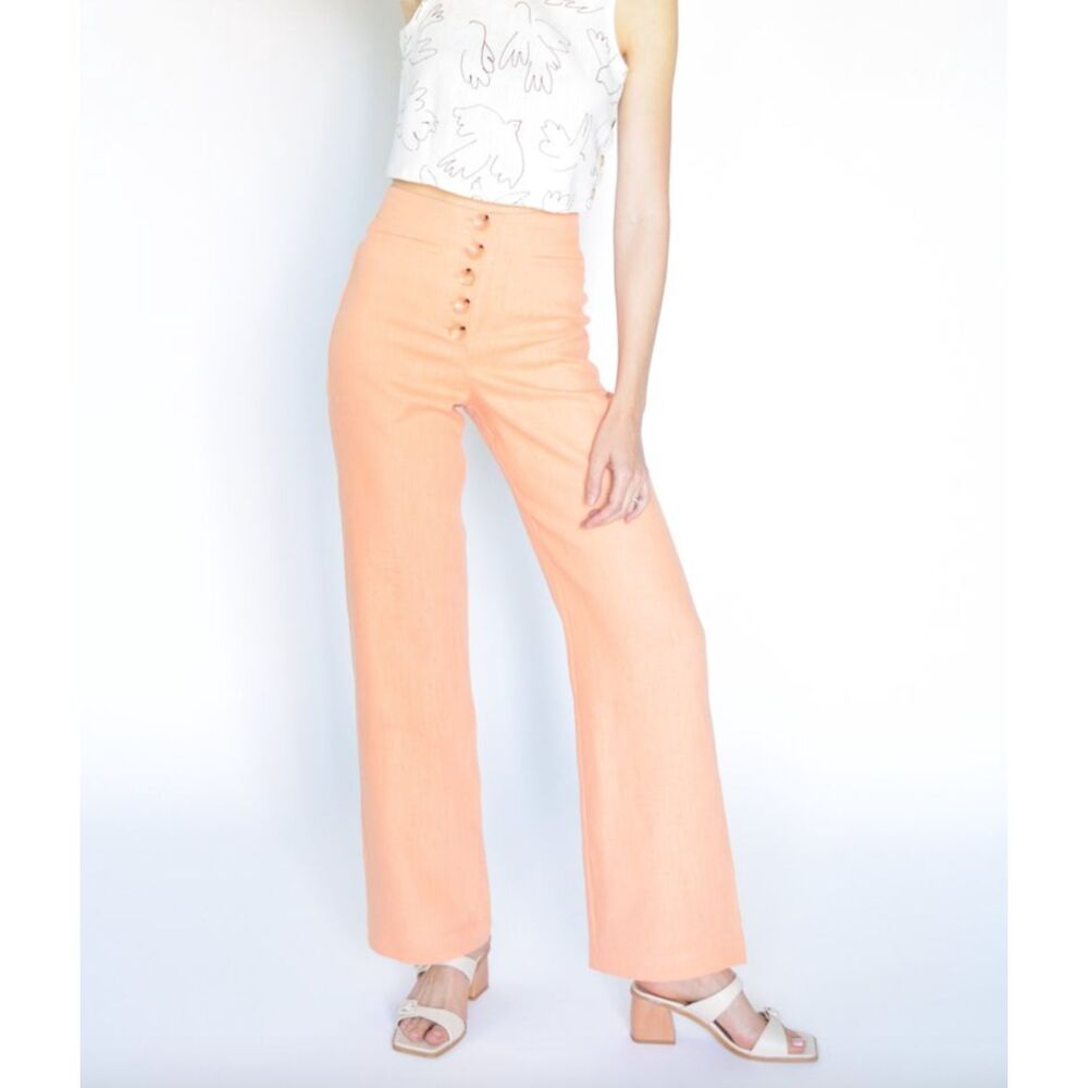 PALOMA WOOL Adeline Linen Pant Peach Sz 34 (US 2)